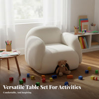 Kids Table and Chair Set Drawable Surface Kids Craft Table and Chair Set Rounded Corners Early Education Activity Furniture for Daycare, Bedroom, Home