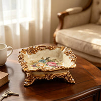 Antique-Inspired Decorative Ornate Tabletop Vintage-Style Vessel Floral for Smokers, Collectors, Coffee Table, Living Room, Office