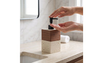 Soap Dispenser with Pump Wood-Grain Refillable Soap Bottle Minimalist Countertop Dispenser for Hotel