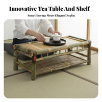 3 Pieces Bamboo Low Seating Table and Chairs New Chinese Appearance & Form Tea Ceremony Furniture Adaptable Use Easy to Clean