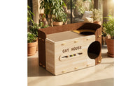 Cat Scratcher Bed Wooden Cat Lounge with Scratcher Curved Furniture for Cats, Kittens, Living Room, Home