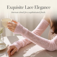 Elastic Lace Sun Protection Arm Sleeves for Women, Breathable Ice Silk Cooling Sleeves