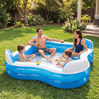 Lounge Pool with Seats Inflatable Family Lounge Pool Adult Kids for Backyard, Garden