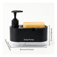 Space-Saving Soap Dispenser with Sponge Holder Compact Dish Soap Pump with Sponge Tray Refillable Ventilated for Countertop