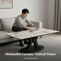 Light Luxury artistic two-leveltier Rectangular Table Minimalist design living Room Furnishing Italian influenced Household Furniture Modern & design for Small Apartment Dwellers, homeowners, Renters, Lounge Area, Home, Office, Balcony
