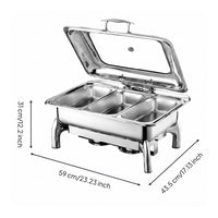 Two-Way Heating Electric Alcohol Chafer Heat Retention Hydraulic Lid Buffet Warmer for Caterers, Restaurant Owners, Banquet, Catering Event