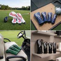 4 Pieces Leather-Like Golf Club Headcovers Sturdy Driver Headcovers Thick Headcover Set Soft for Travel