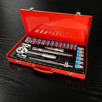 Quick-Release Socket Wrench Set with Metal Case Portable Ratchet and Socket Set Professional Mechanics Tool Kit for Car Owners