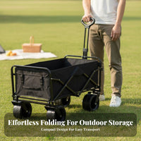 Foldable Camping Wagon Space-Saving Foldable Outdoor Utility Cart Large Capacity Foldable Wagon Cart for Campers, Beach Goers, Picnic, Gardening