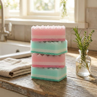 Scrub Sponge Dual Sided Sponge for Pots and Pans, Reusable Square Dishwashing Sponge Pack of 4, Moderate Abrasive Absorbent Kitchen Cleaning Tool