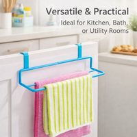 Cabinet Pantry Cloth Holder with 2 Tier Iron Towel Rack for Door Back, No Drill Tea Storage for Students