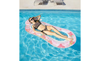 Thickened PVC Sequin Floral Water Lounger Quick Inflate/Deflate Inflatable Mesh Pool Buoy Comfortable Inflatable Pool Lounger Portable for Adults, Beach, Vacation, Lake, Summer Party