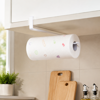 Pale Metal Kitchen Roll Holder, No-Drill Hook Kitchen Towel Holder, Under Cabinet Space Saving Paper Towel Dispenser