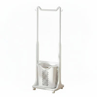 Space-Saving Design Valet Stand with Laundry Baskets Easy Assembly Clothing Rack Stable Structure Household Storage Sturdy Construction for Apartment Dwellers, Homeowners, Bedroom, Small Areas, Dorm Room, Entryway