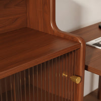 Stepped Cabinet with Sliding Doors L-Shaped Countertop Cabinet Translucent Furniture for Kitchen