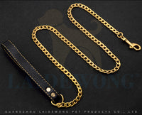 Stainless Steel Gold Dog Chain Leash, 11.5mm Wide, NK Chain