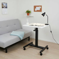 Sturdy Construction Rolling Bedside Computer Desk Space Saving Height Adjustable Laptop Table Mobile Standing Desk for Bedroom, Living Room