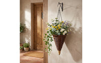 Cone Hanging Basket with Chain Rattan-Style Cone Hanging Basket Outdoor for Garden