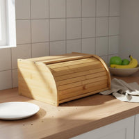Bamboo Bread Box Large Capacity Roll Top Bin for Pantry