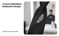 Crown Embroidered Tie Easy to Wear Fastener Necktie Pre-Tied Slim Tie Fashionable Design Pre-Tied Slim Necktie Wrinkle Resistant