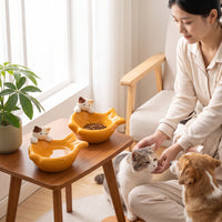Fish Shape Cat Bowl Glazed Ceramic Cat Bowl Compact for Small Pets
