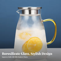 Elegant Design 1500ml Borosilicate Glass Pitcher Hot & Cold Beverages Heat Resistant Glass Pitcher Easy to Clean for Families, Kitchen, Home