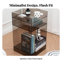 Transparent Waterfall Side Table Minimalist Design Nightstand Multi-Purpose Indoor Furniture Space-Saving for Homeowners, Apartment Dwellers, Students, Living Room, Bedroom, Small Spaces, Office