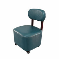 Easy to Move Upholstered Caster Seat with Backrest Quiet Wheels Sleek Design Padded Stool with Backrest 360° Swivel Mobile Seating Ergonomic Design for Children, Homeowners, Living Room, Bedroom, Playroom, Library