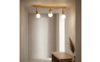 Metal Mounting Hardware Wooden Ceiling Light Natural Materials Rectangular Wood Light