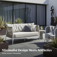 4 Pieces Weather-Resistant 4-Piece Woven Sofa Set Modern Design outsidedoor Furniture Water Repellent paddings Lounge Group Removable padding enclosures for Hospitality Businesses, Patio Entertainers, Balcony, Garden, waterside, Porch