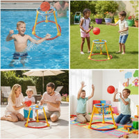 Freestanding Water Basketball Set with Pump Colorful Pool Basketball Hoop Portable for Family