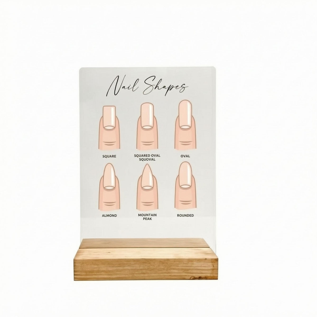 Acrylic Nail Shape Chart Printed Labels Nail Shape Display Board Beauty Supply Compact Salon Accessory Transparent