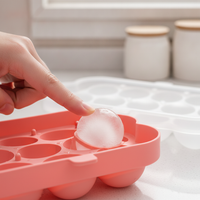 Silicone Billiard Ball Ice Cube Tray with Press-Type Storage Box, 16-Grid Large Capacity