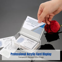 Acrylic Business Card Holder, Transparent Display Box with Lid, Desk Organizer for Office