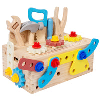 Wooden Tool Bench Toy for Kids, Disassemble and Assemble Nuts and Bolts, Educational