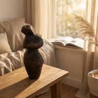 Wood Vase Geometric Wooden Vase Abstract Vessel for Shelf