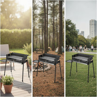 Outdoor Charcoal Grill with Side Shelf Stainless Steel Portable Charcoal Grill Heavy Duty Heat-Resistant for Campers, Tailgaters, Backyard, Camping, Picnics