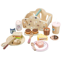 Pretend Pretend Tea Set Early Learning Wooden Picnic Set Smooth Children's Playset for Young Children, Kids