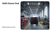 Multi-Functional Mobile Tool Cabinet with Drawers Long-Lasting Construction Rolling Tool Cabinet Integrated Lock Heavy Duty Workshop Trolley Lockable for DIY Enthusiasts, Professionals, Auto Repair Shop, Warehouse, Utility Room, Basement