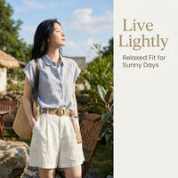 Women's Clothing Linen Shirt with Square Neckline and Button Front, Sleeveless Blouse for Summer Casual Wear, Loose Fit Tops for