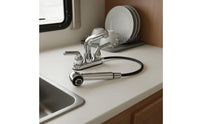 2 Handle Pull-out Faucet ADA Compliant RV Kitchen Faucet Garden Hose Compatible Plumbing Fixture