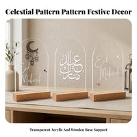 3 Pieces Eid Mubarak Acrylic Standee Tabletop Display Arch-Shaped Acrylic Plaque