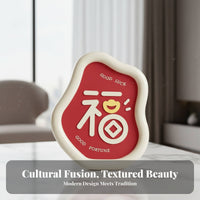 3 Pieces Good Fortune Tabletop Decor Housewarming Gift Fu Character Sculpture Set Symbol of Prosperity Chinese New Year Decoration Set for Living Room