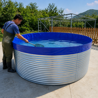 Galvanized Steel Circular Aquaculture Pond Fish Breeding Tank Circulating Aquaculture Tank with Drainage System PVC Canvas Large Tank Assembly Type