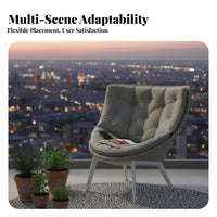 3 Pieces Woven spinerest 3-Piece Rocking Chair Set Weather Resistant paded rocking chair Pair with Accent Table Ergonomic Comfort Outdoor Furniture Easy Assembly for partners, Adults, Homeowners, Garden, Balcony, spineyard, Living Room