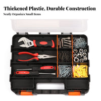 Heavy Duty Double-Sided Parts Organizer Secure Plastic Screw Organizer Transparent Lid for DIYers, Workshop, Home Repair, Craft Room