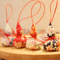 Embroidered Brocade Sachet Amulet with Lavender/Mugwort Filling, Japanese Style Lucky Charm Gourd Pouch