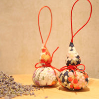 Embroidered Brocade Sachet Amulet with Lavender/Mugwort Filling, Japanese Style Lucky Charm Gourd Pouch