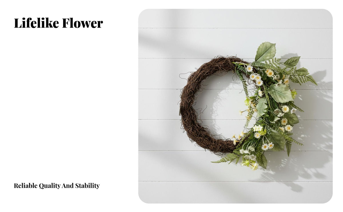 Artificial Bloom Wreath Easy to Hang flower Wreath Lively Colors Farmhouse Wall Hanging for Homeowners, Gift Presenters, Porch, Holiday