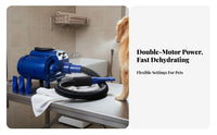 Twin Motor Pet Blower Fast Dehydrating High Airspeed Dog Dryer With Heater Heavy Duty Pet Grooming Dryer